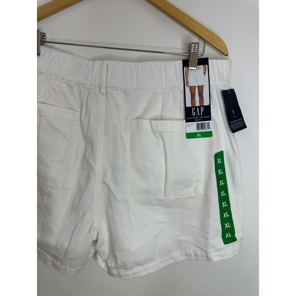 New GAP White Elastic Waist Twill Shorts High Rise 3.5" Inseam Cotton Blend XL - Picture 11 of 13